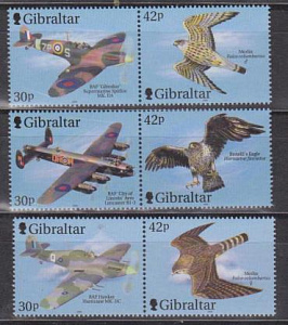 Гибралтар 2000, Самолеты, Птицы, 3 пары марок